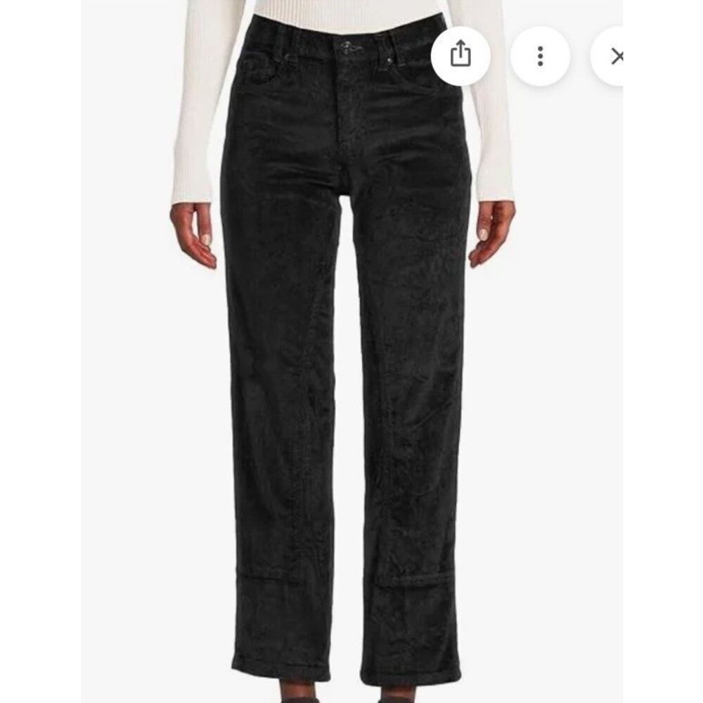 Free People Risk Taker Corduroy High Rise Straight Leg Black Size 29 Inseam 29”